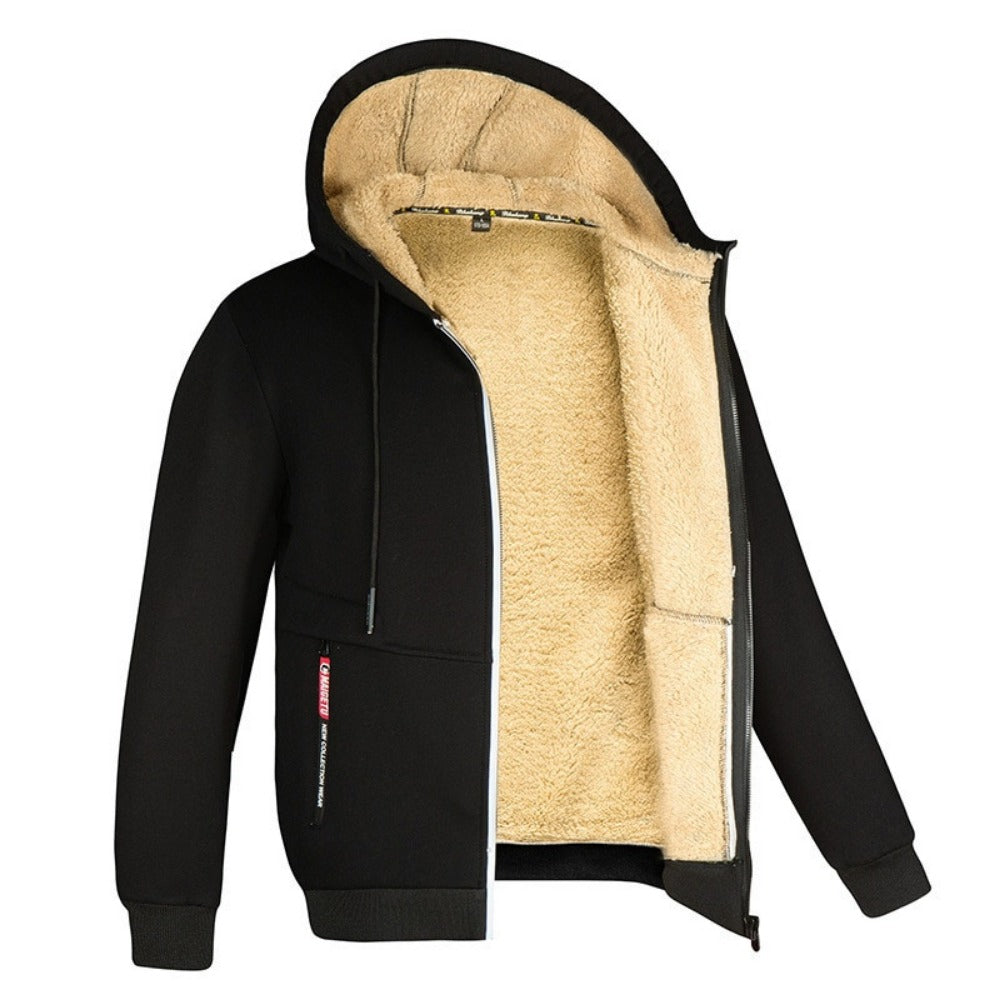 Hoodie homme doublé teddy – chaud, doux et décontracté