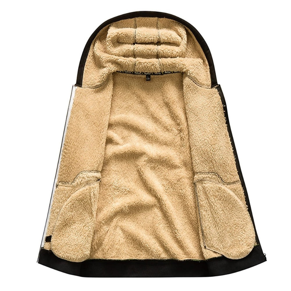 Hoodie homme doublé teddy – chaud, doux et décontracté