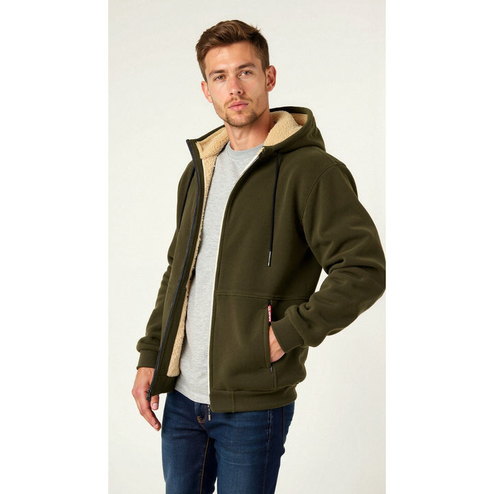 Hoodie homme doublé teddy – chaud, doux et décontracté