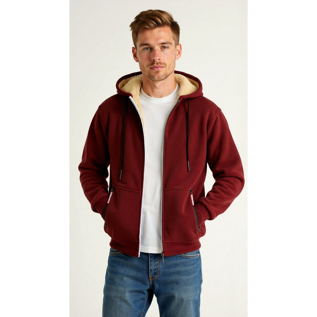 Hoodie homme doublé teddy – chaud, doux et décontracté