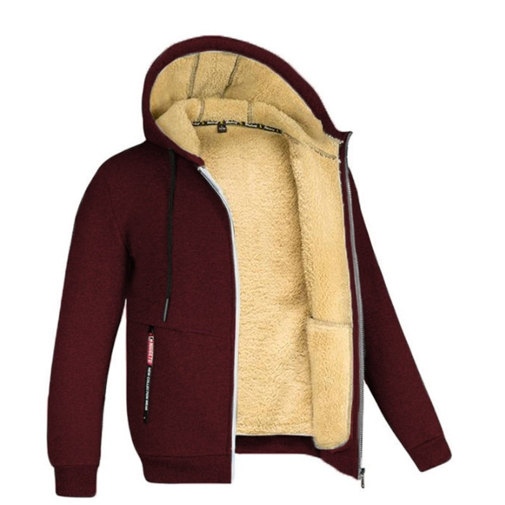Hoodie homme doublé teddy – chaud, doux et décontracté