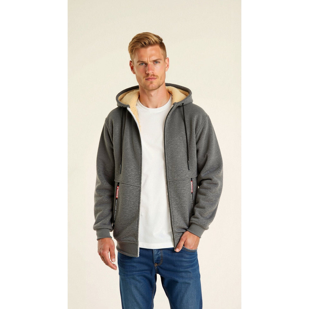 Hoodie homme doublé teddy – chaud, doux et décontracté