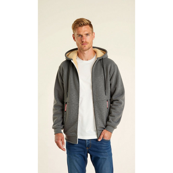 Hoodie homme doublé teddy – chaud, doux et décontracté