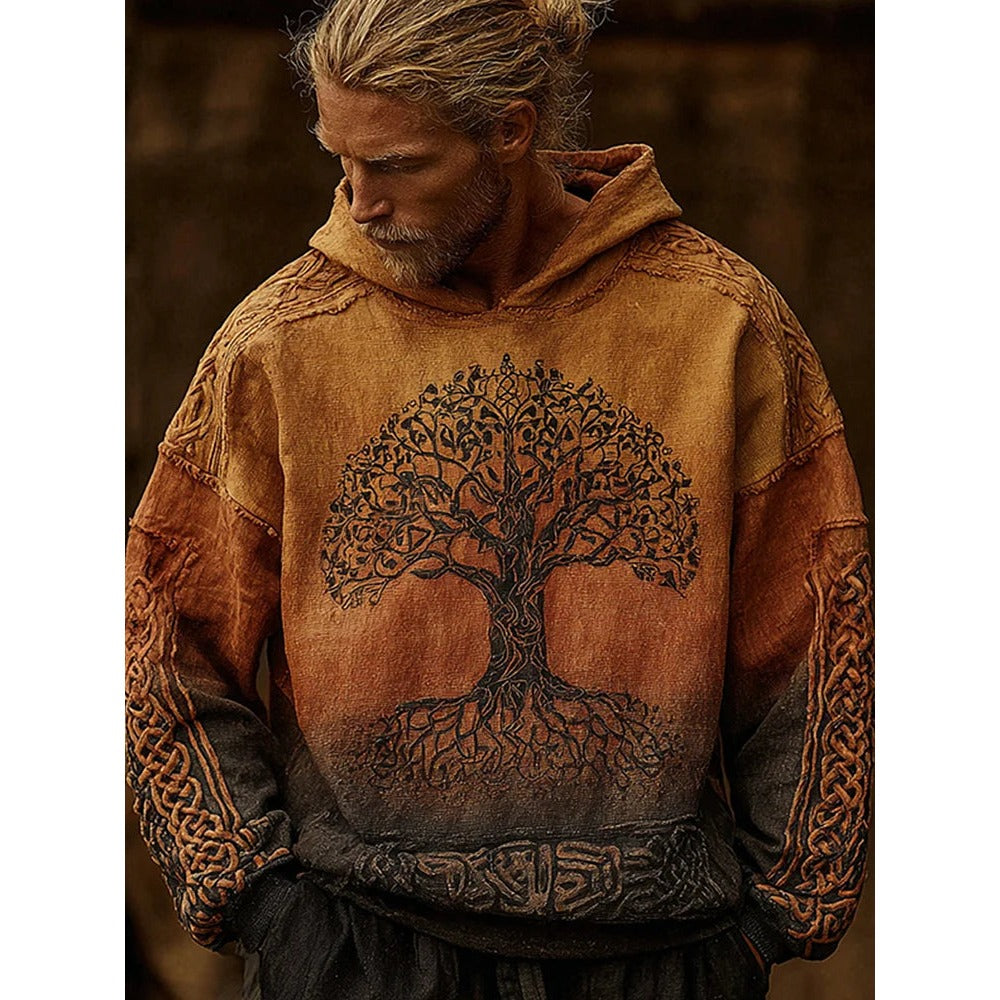 Hoodie homme oversize à imprimé viking – confort décontracté