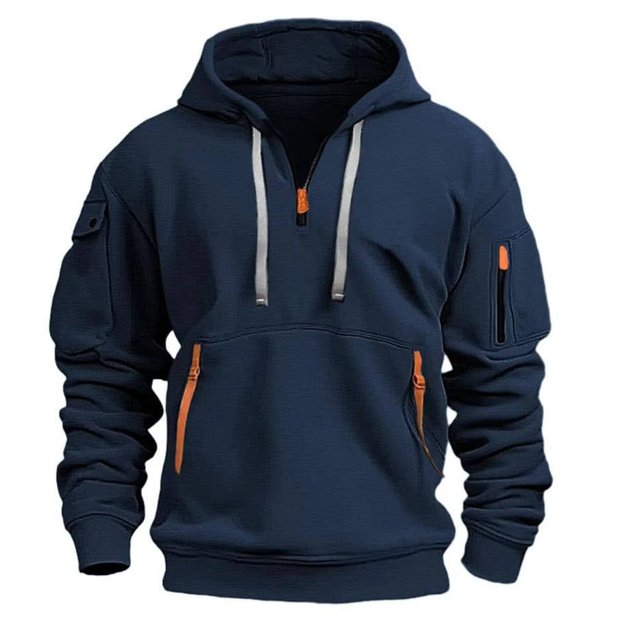 Hoodie zippé homme en coton mélangé – basique du quotidien