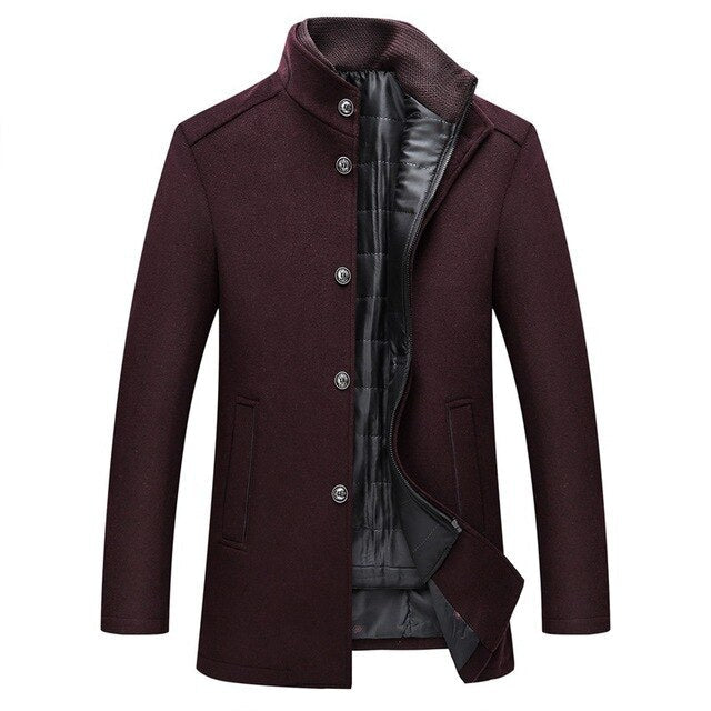 Manteau Hugo homme en laine – coupe droite et col officier