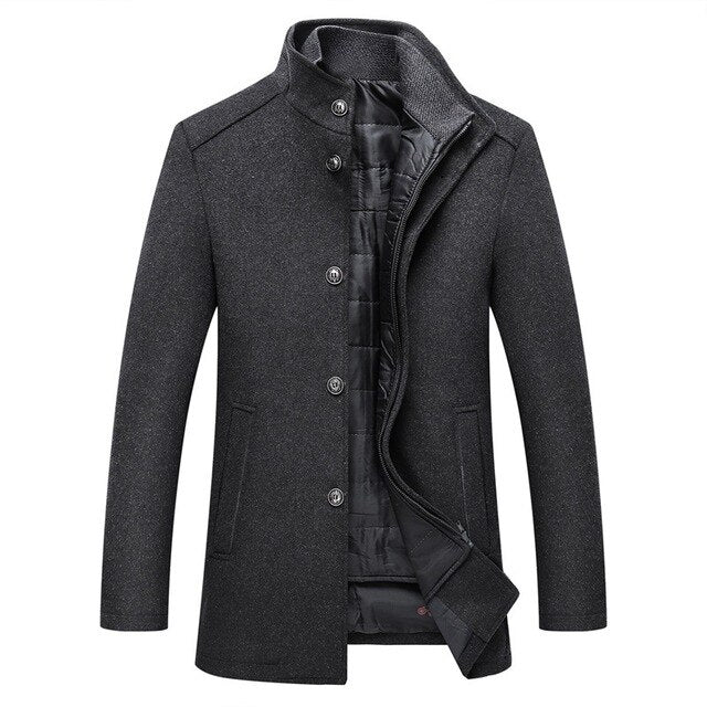 Manteau Hugo homme en laine – coupe droite et col officier