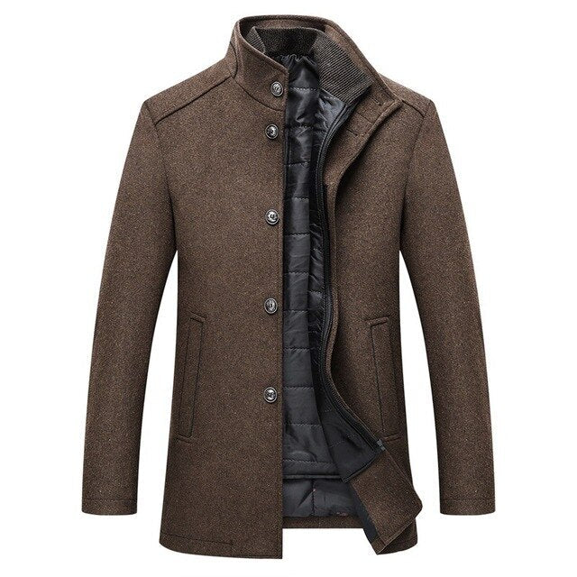 Manteau Hugo homme en laine – coupe droite et col officier