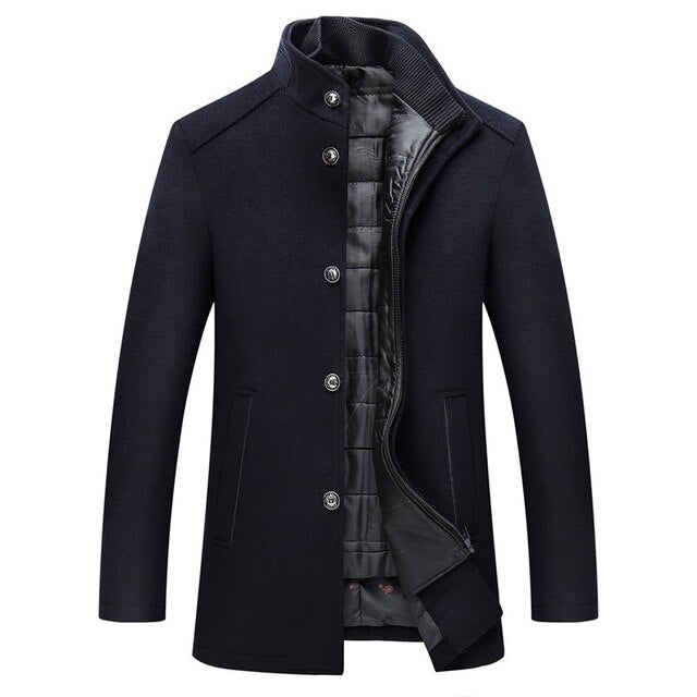 Manteau Hugo homme en laine – coupe droite et col officier