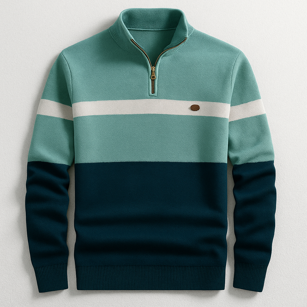 Pull homme Elston en coton à col zippé – chaleur sans volume