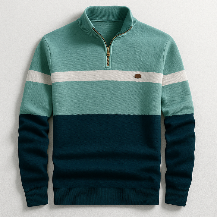 Pull homme Elston en coton à col zippé – chaleur sans volume