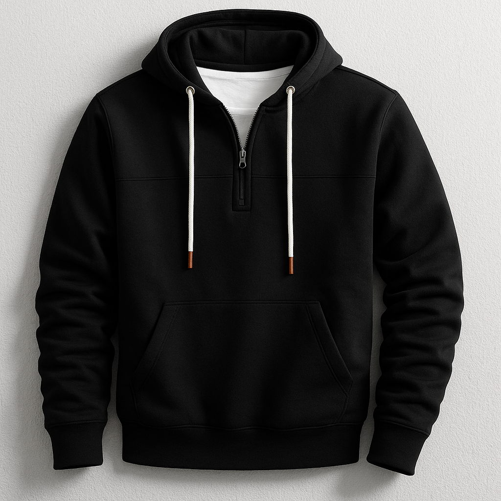Hoodie homme Ravelle à demi-zip – molleton doux toutes saisons