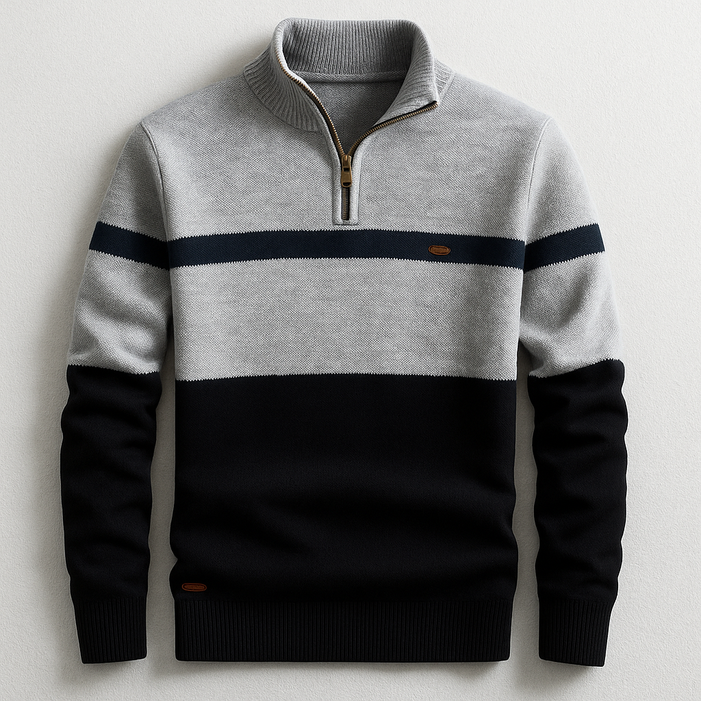 Pull homme Elston en coton à col zippé – chaleur sans volume