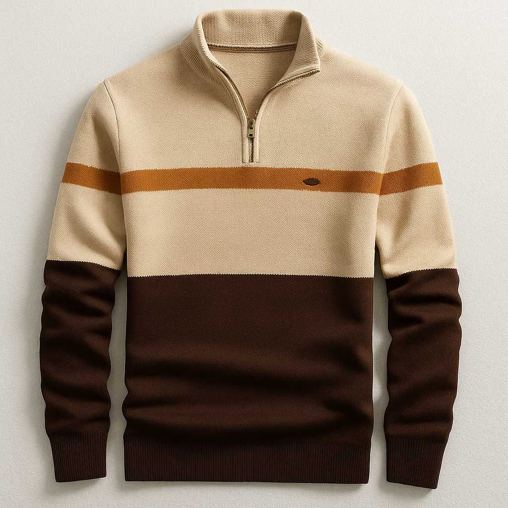 Pull homme Elston en coton à col zippé – chaleur sans volume