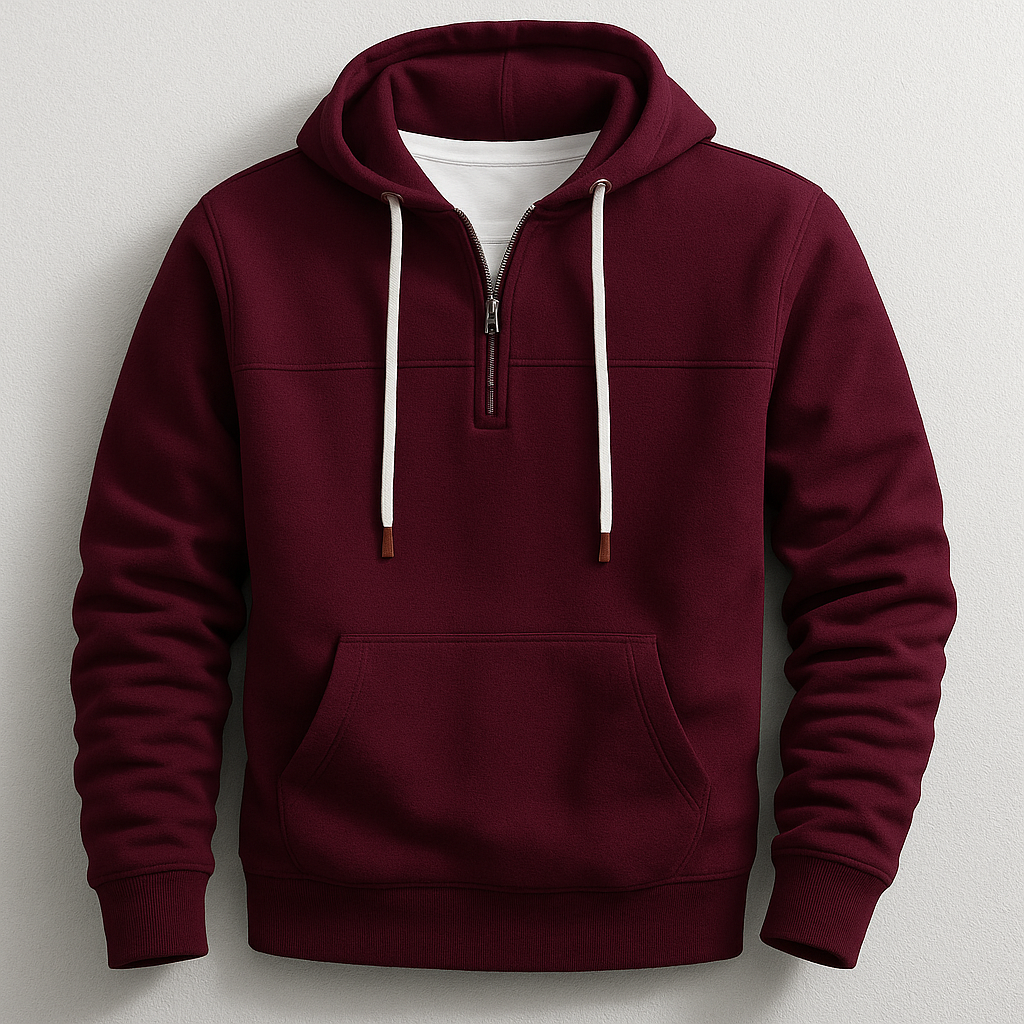 Hoodie homme Ravelle à demi-zip – molleton doux toutes saisons