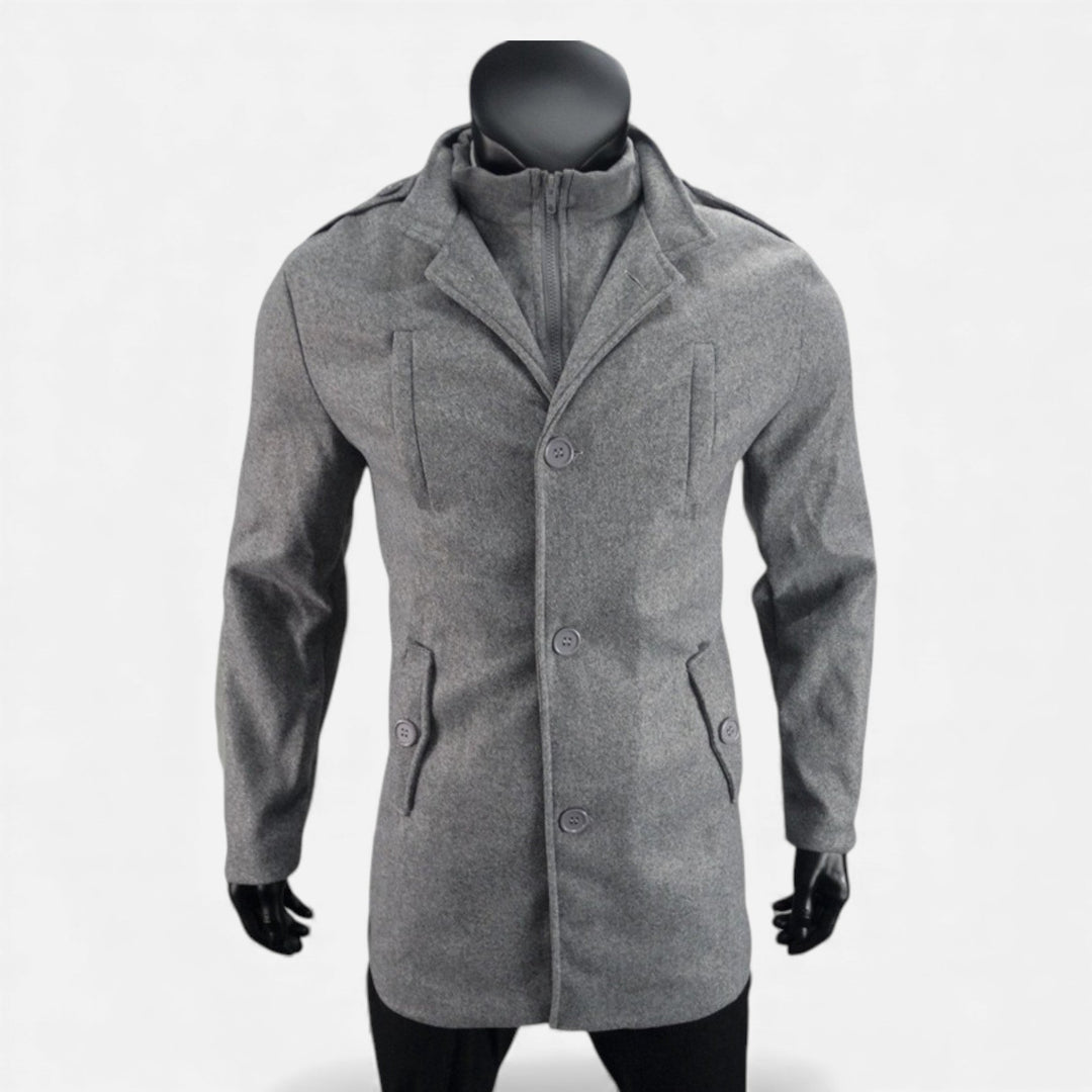 Manteau homme mi-long en laine à zip – élégance classique