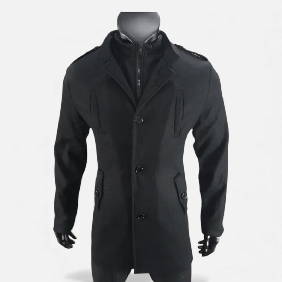 Manteau homme mi-long en laine à zip – élégance classique