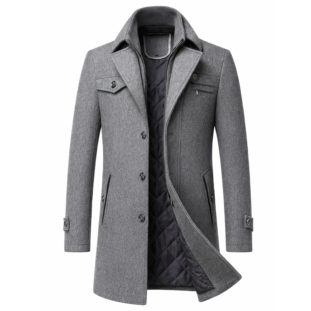 Manteau homme en laine – coupe structurée et doublure matelassée