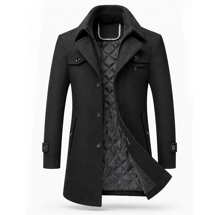 Manteau homme en laine – coupe structurée et doublure matelassée