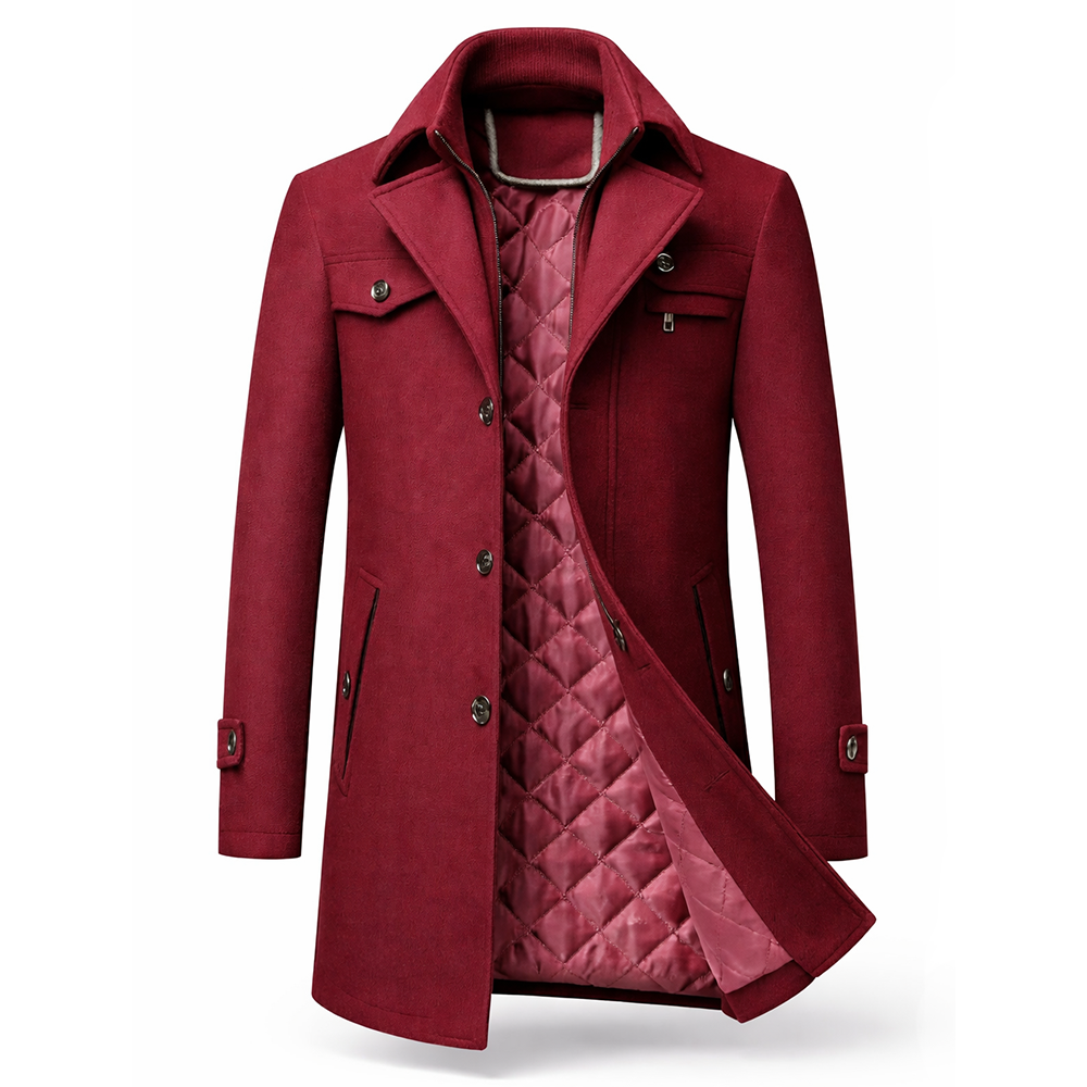 Manteau homme en laine – coupe structurée et doublure matelassée