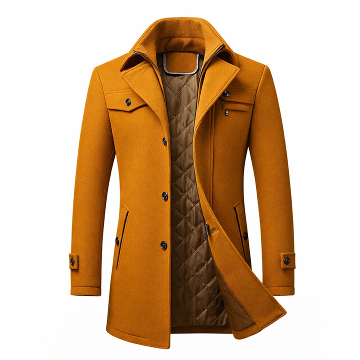Manteau homme en laine – coupe structurée et doublure matelassée