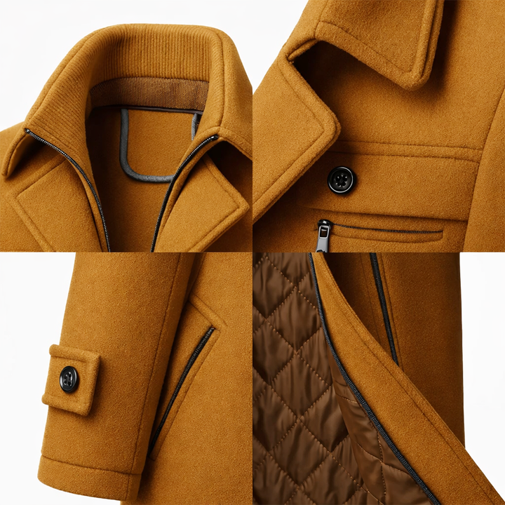 Manteau homme en laine – coupe structurée et doublure matelassée