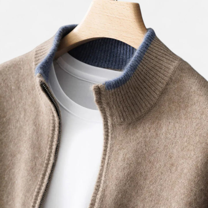 Veste en maille zippée homme en cachemire peigné – élégance sobre