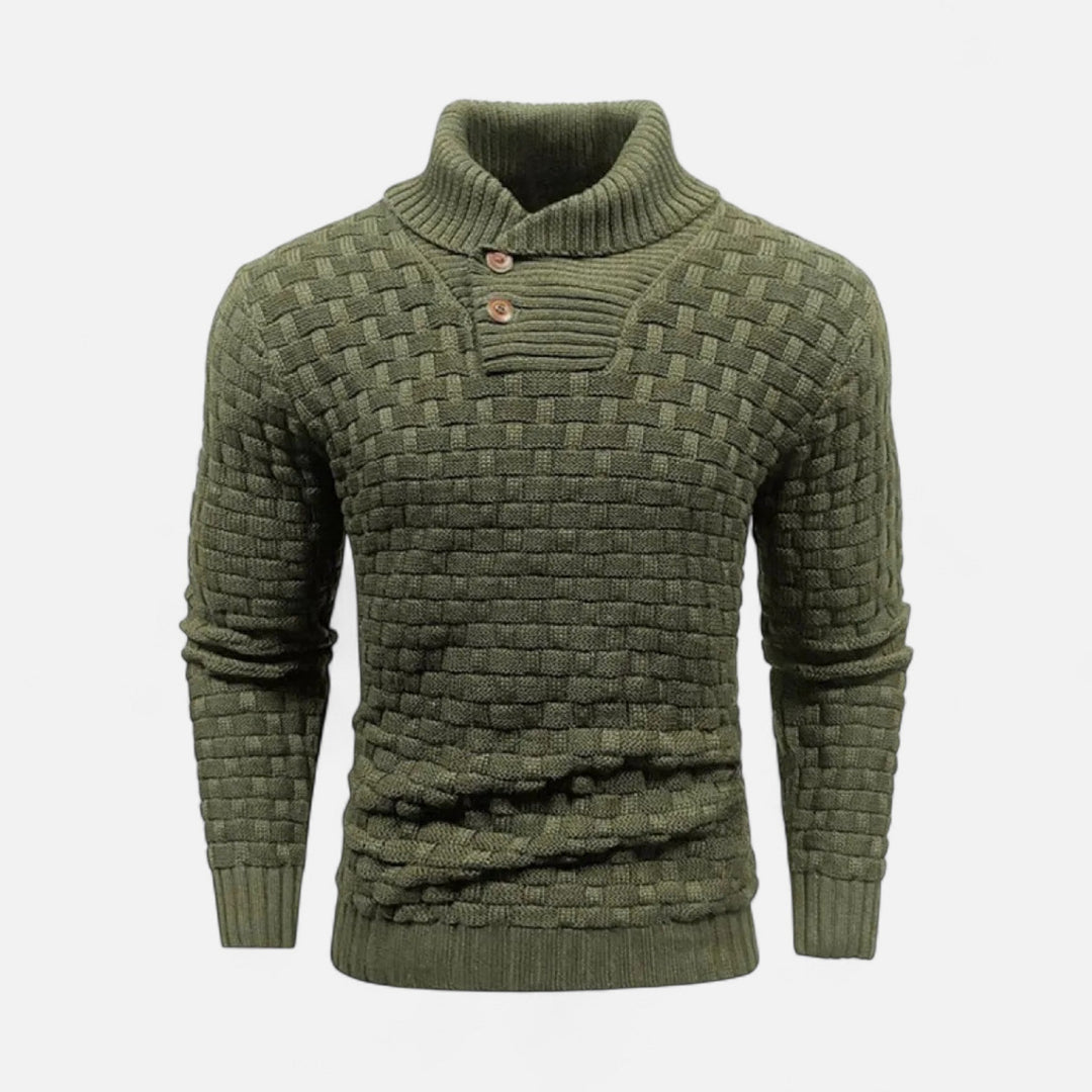 Pull col montant homme à boutons – chaleur d'hiver