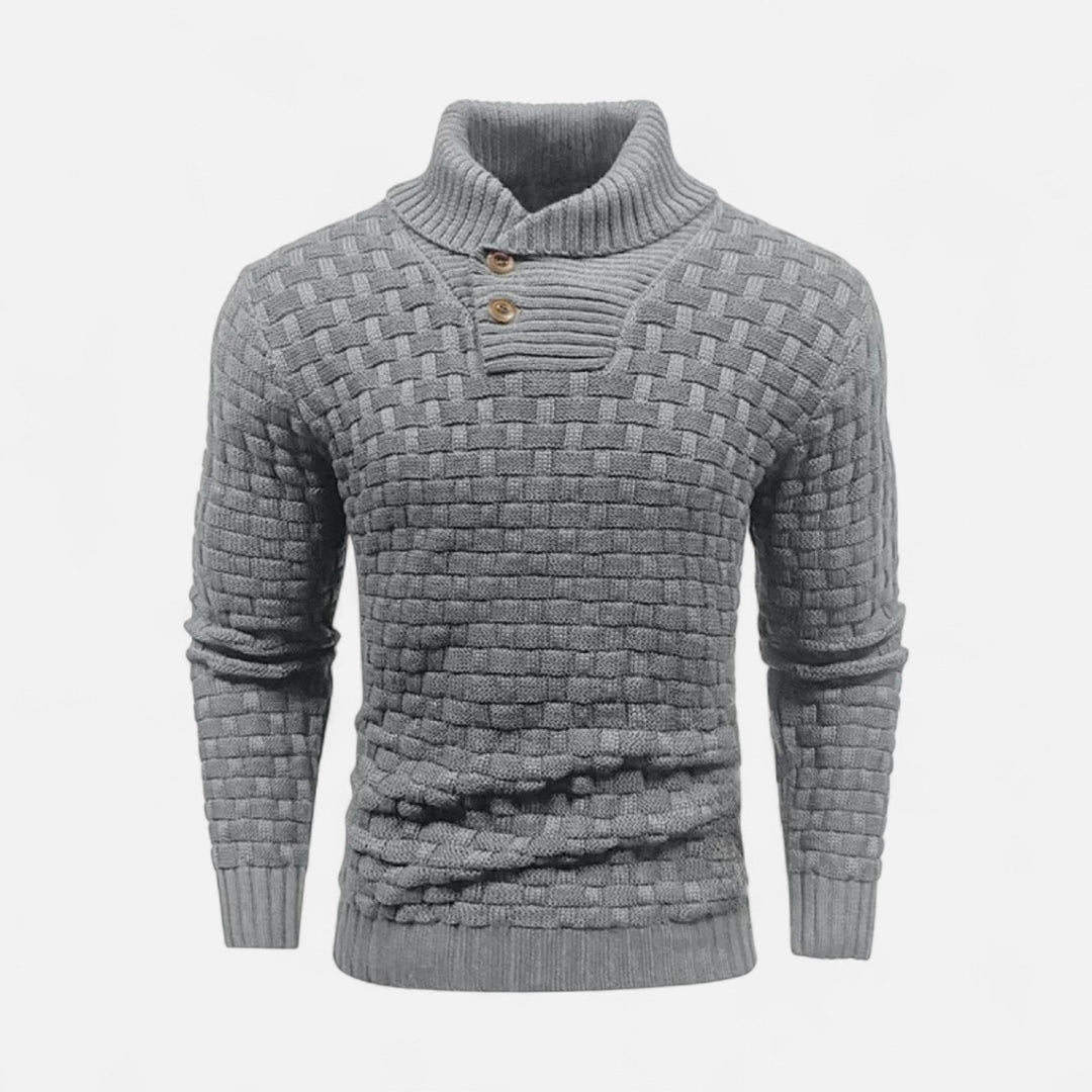 Pull col montant homme à boutons – chaleur d'hiver