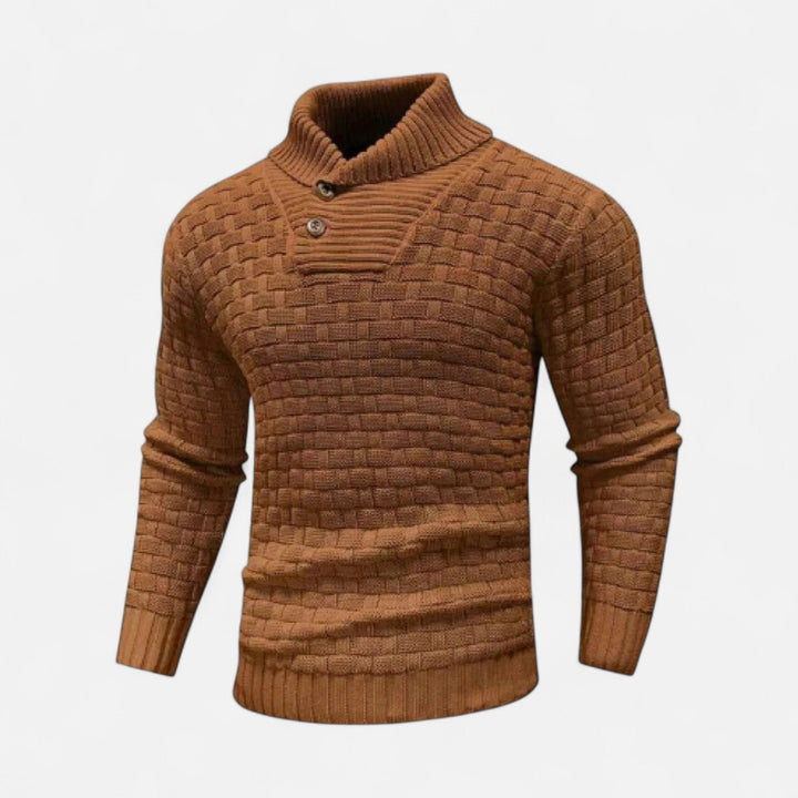 Pull col montant homme à boutons – chaleur d'hiver