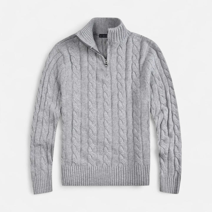 Pull demi-zip homme en coton – col montant classique