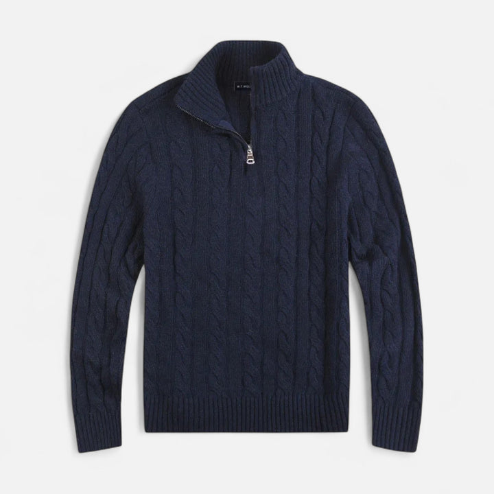 Pull demi-zip homme en coton – col montant classique