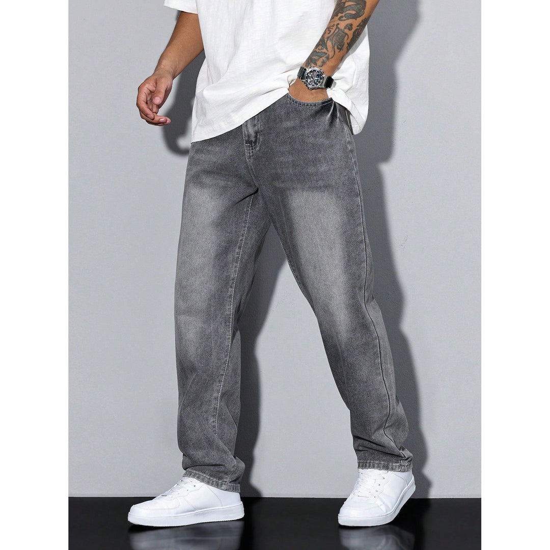 Jean homme coupe ample en coton mélangé – coloris unis