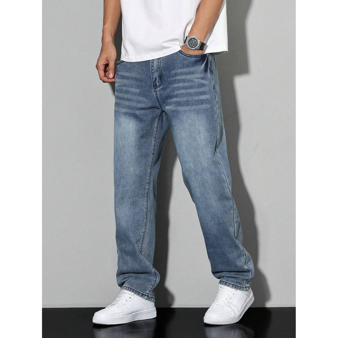 Jean homme coupe ample en coton mélangé – coloris unis