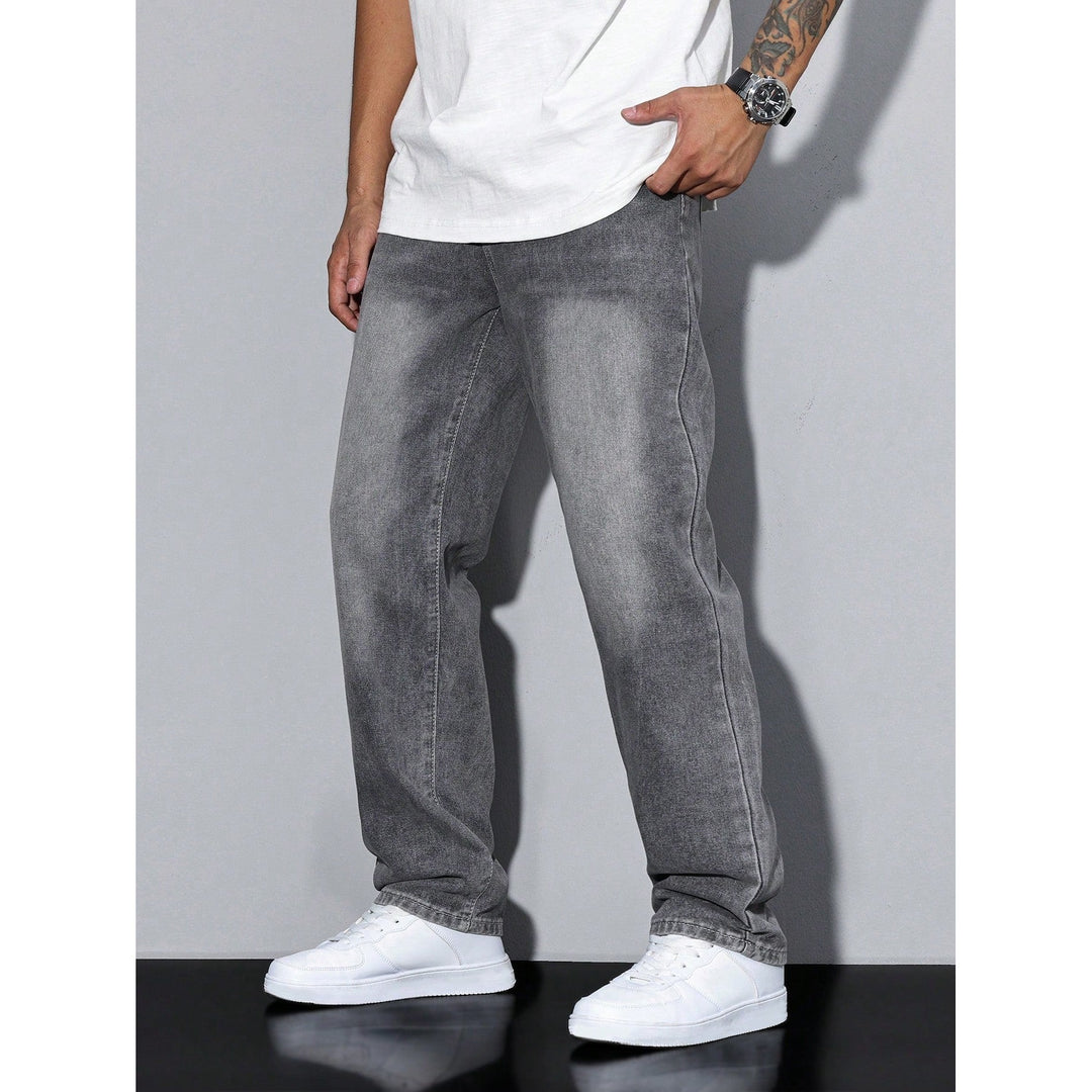 Jean homme coupe ample en coton mélangé – coloris unis