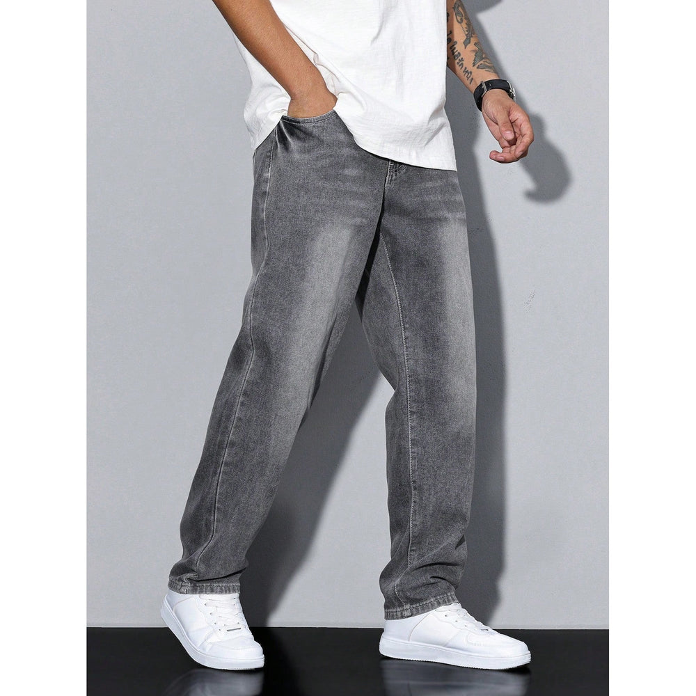 Jean homme coupe ample en coton mélangé – coloris unis
