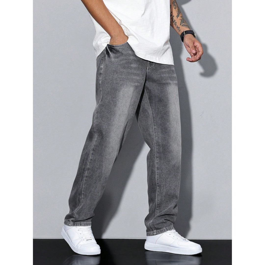 Jean homme coupe ample en coton mélangé – coloris unis
