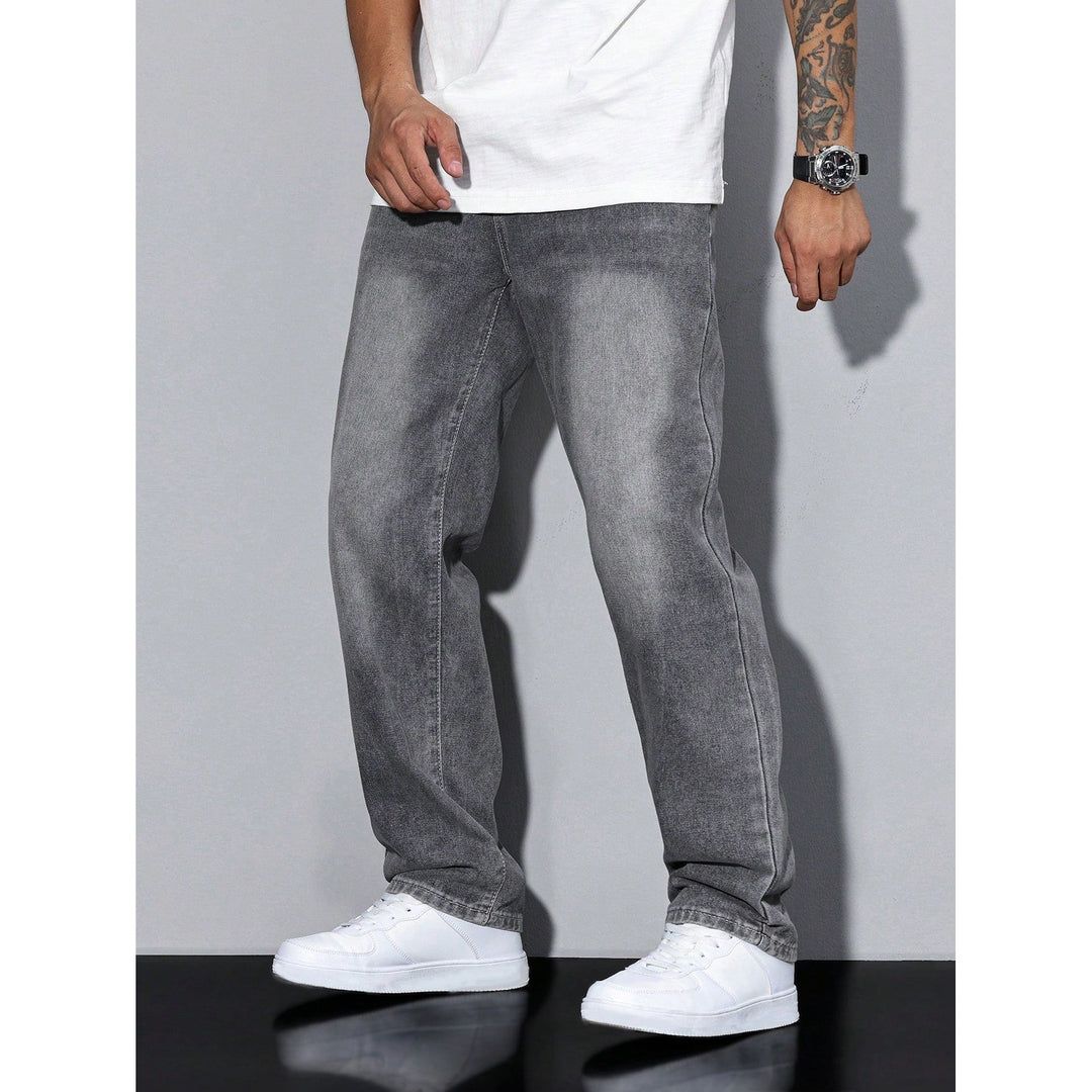 Jean homme coupe ample en coton mélangé – coloris unis