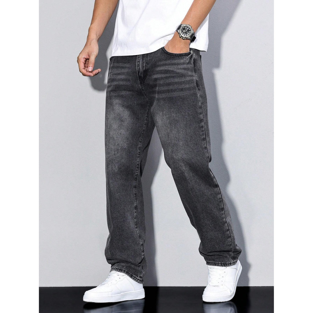 Jean homme coupe ample en coton mélangé – coloris unis