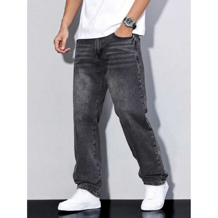 Jean homme coupe ample en coton mélangé – coloris unis