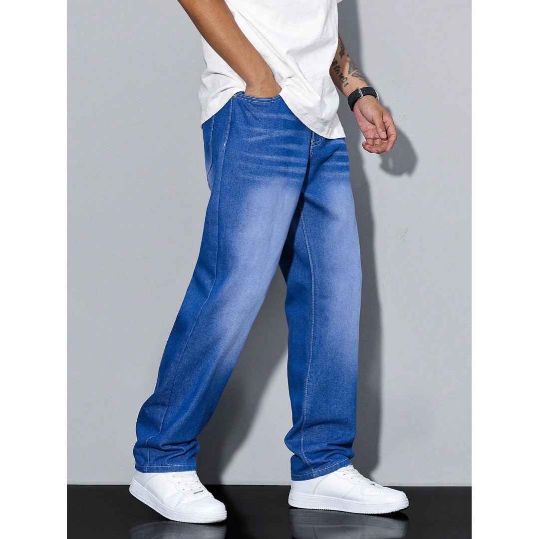 Jean homme coupe ample en coton mélangé – coloris unis