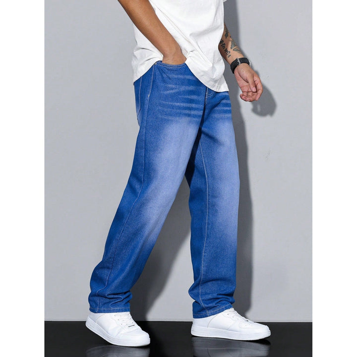 Jean homme coupe ample en coton mélangé – coloris unis