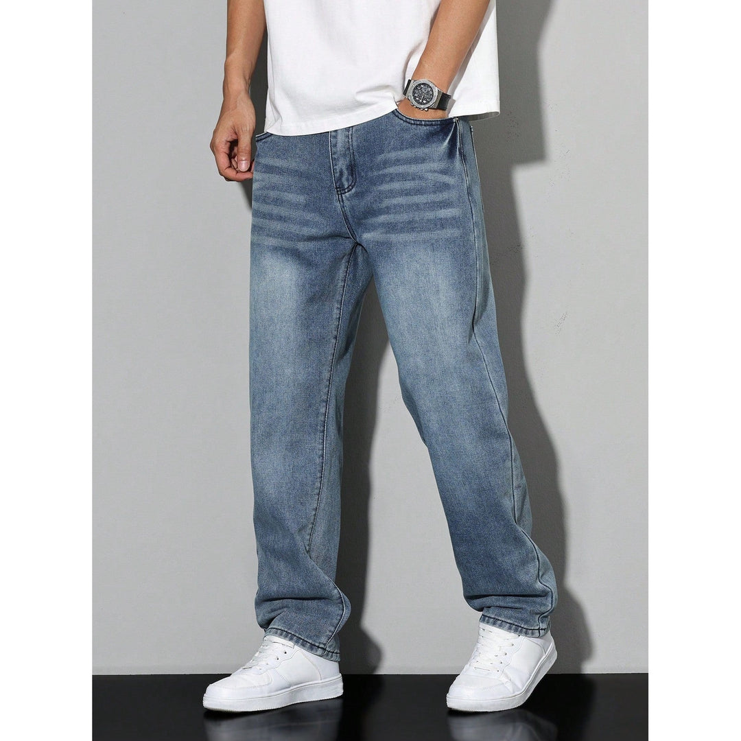 Jean homme coupe ample en coton mélangé – coloris unis