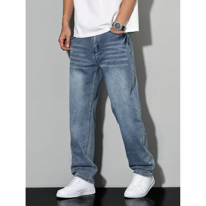 Jean homme coupe ample en coton mélangé – coloris unis