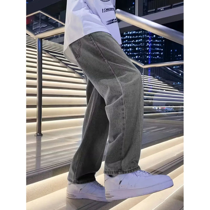 Jean large homme loose fit – denim gris cinq poches