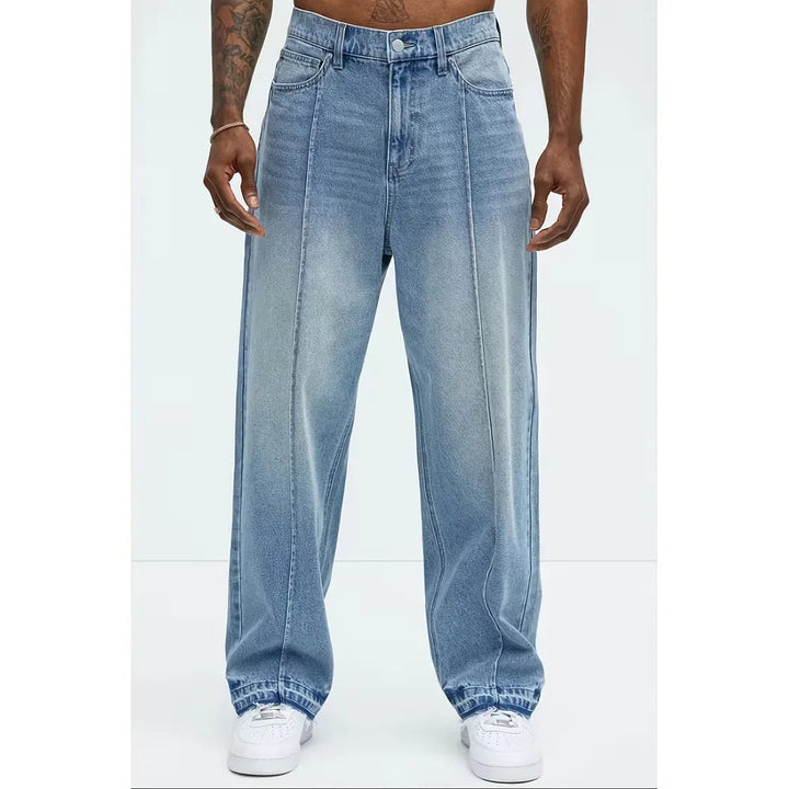 Jean loose fit homme cinq poches – délavage bleu clair