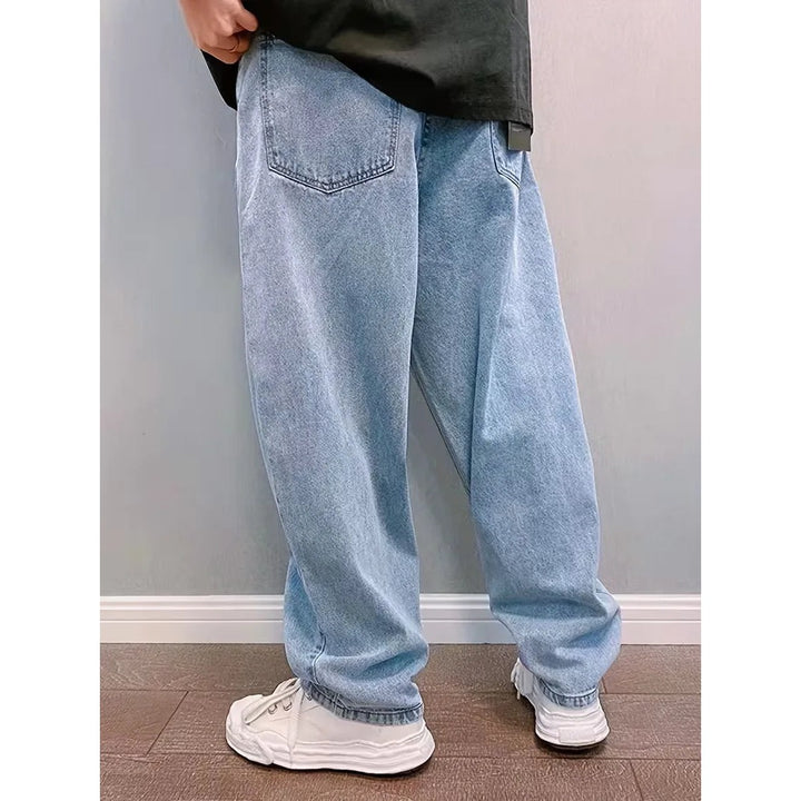 Jean loose fit homme taille mi-haute – délavage bleu clair