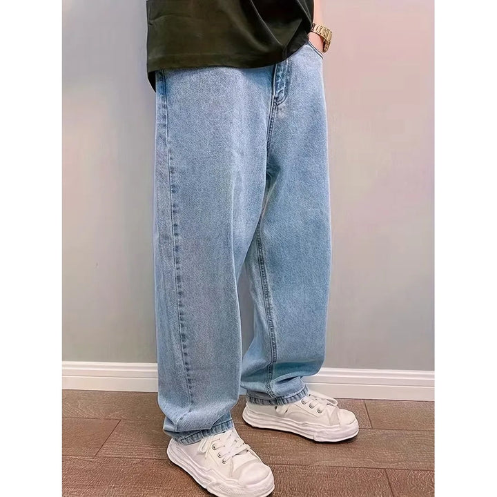 Jean loose fit homme taille mi-haute – délavage bleu clair