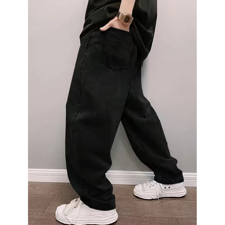 Jean loose fit homme taille mi-haute – délavage bleu clair