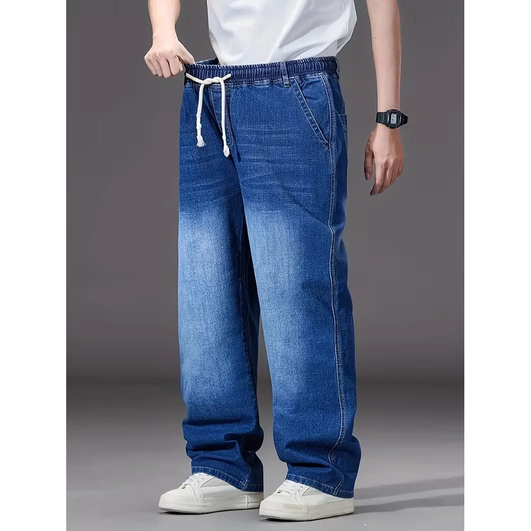 Jean loose homme à taille élastique – denim souple